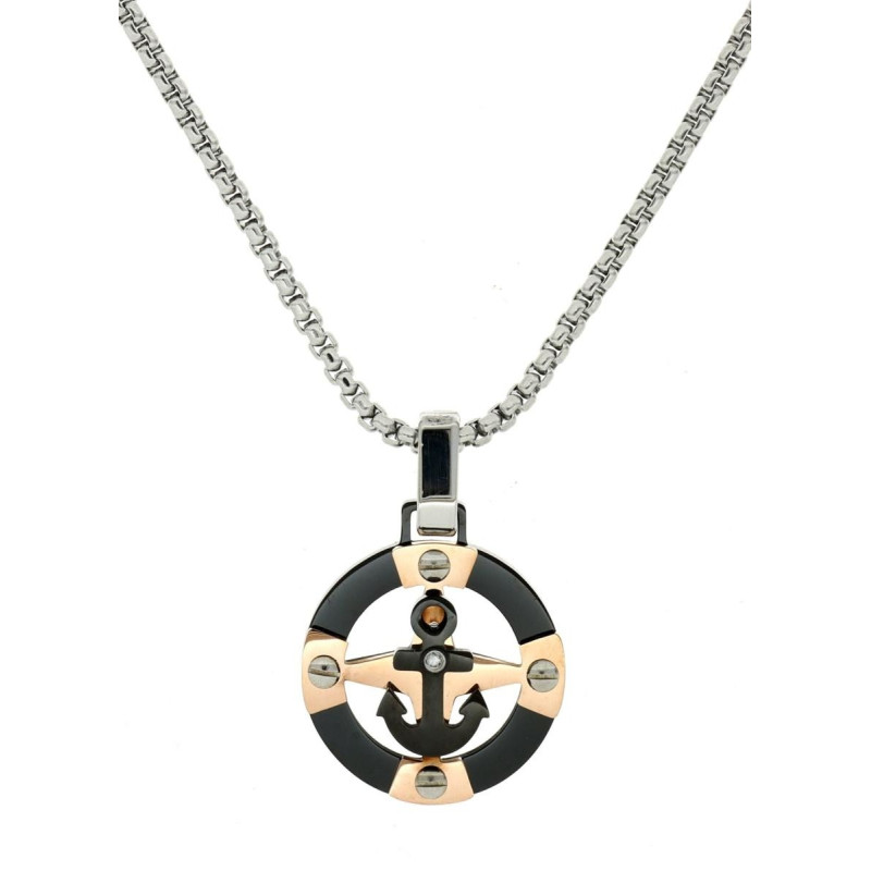 PEND.IN ACCIAIO CM 45+5 CON 1DIAMANTE BIANCO I/SI MM 1 CT 0,008