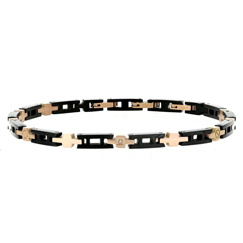 BRAC.IN ACCIAIO CM 18+3 CON 1 DIAMANTE I/SI BIANCO CT 0.008