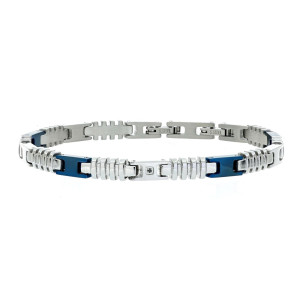 BRAC.IN ACCIAIO CM 18+3 CON 1 DIAMANTE NERO/SI 1MM CT 0,008