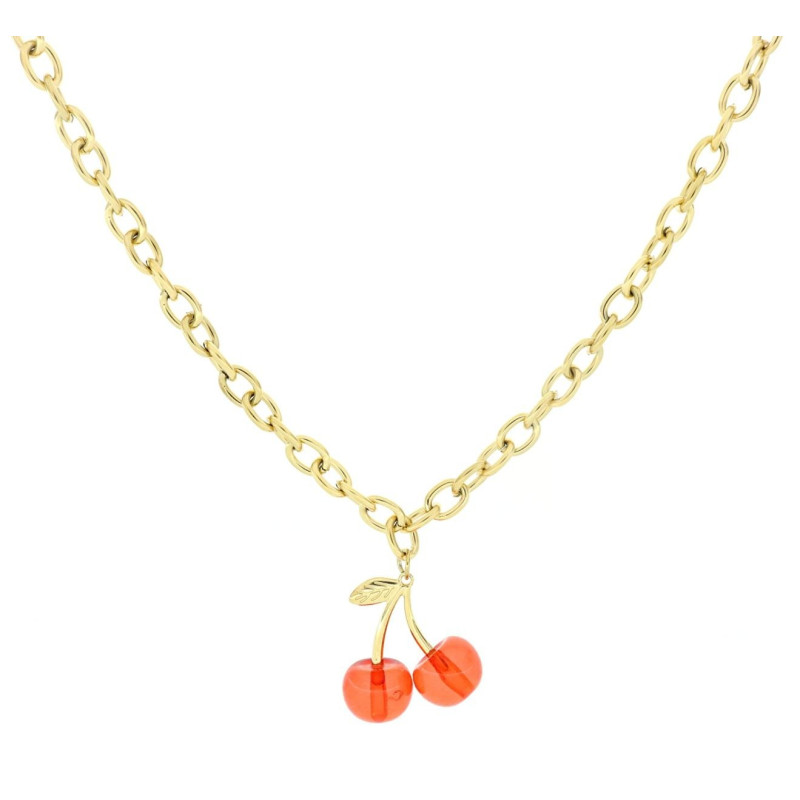 COLLANA CM 42+4 CHERRY IN ACCIAIO CILIEGIA MM 9