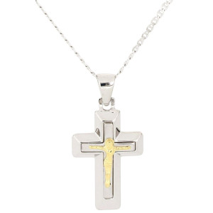 COLLANA UOMO CM 45 E MM 30X18 IN ARGENTO E ORO