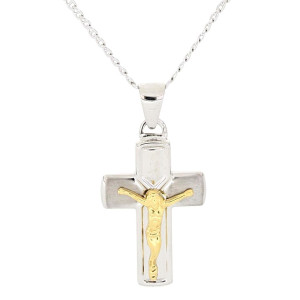 COLLANA UOMO CM 45 E MM 30X18 IN ARGENTO E ORO