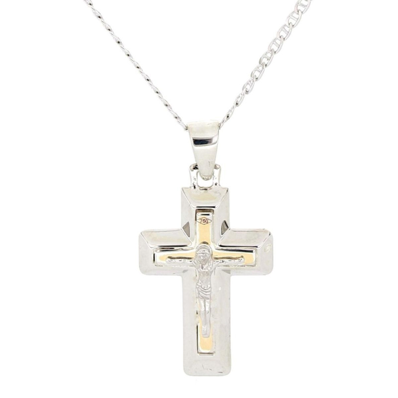 COLLANA UOMO CM 45 E MM 30X18 IN ARGENTO E ORO