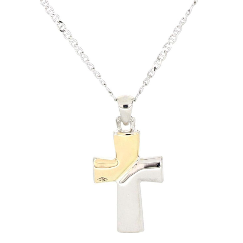 COLLANA UOMO CM 45 E MM 25X15 IN ARGENTO E ORO
