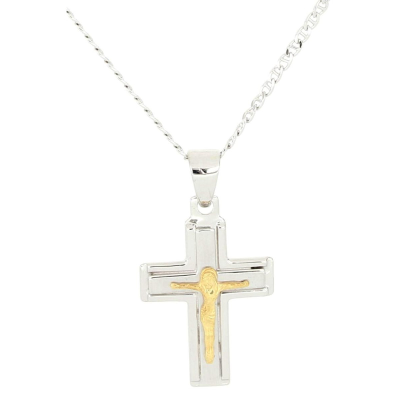 COLLANA UOMO CM 45 E MM 25X16 IN ARGENTO E ORO