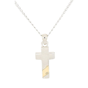 COLLANA UOMO CM 45 E MM 22X11 IN ARGENTO E ORO