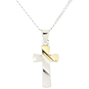 COLLANA UOMO CM 45 E MM 28X17 IN ARGENTO E ORO