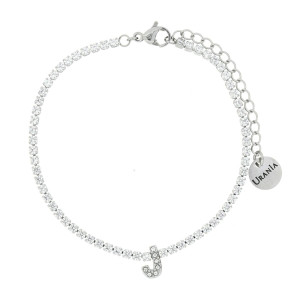 BRACCIALE TENNIS LETTERA J IN ACCIAIO