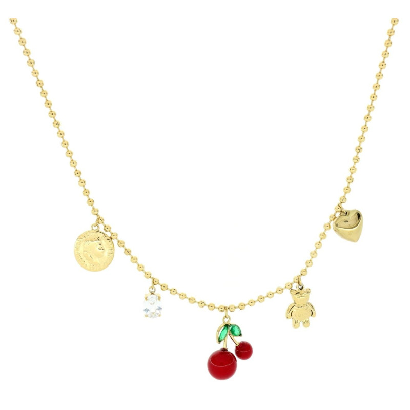 COLLANA CM 42+4 CHERRY IN ACCIAIO CILIEGIA MM 9