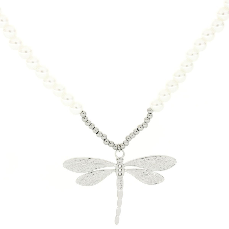 COLLANA CM 42+5 LIBELLULA MM 34 ASTERIA IN ACCIAIO