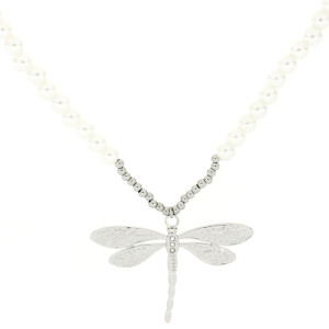 COLLANA CM 42+5 LIBELLULA MM 34 ASTERIA IN ACCIAIO