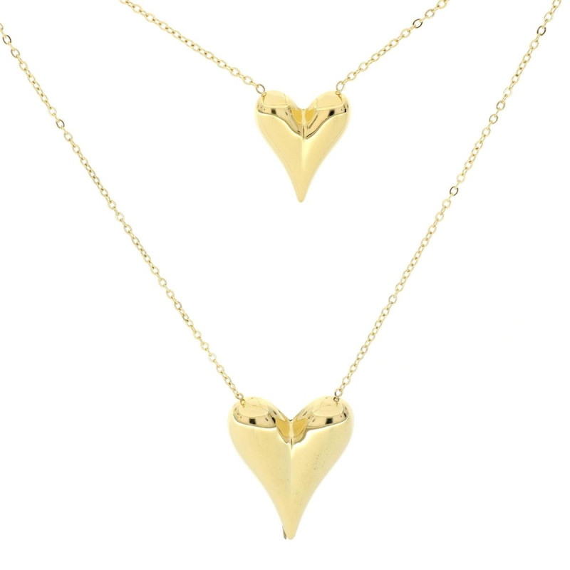 COLLANA CM 40+5 CUORE MM 28 ASTERIA IN ACCIAIO