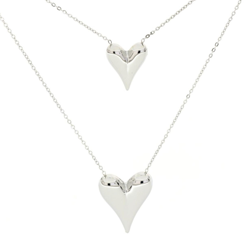 COLLANA CM 40+5 CUORE MM 28 ASTERIA IN ACCIAIO