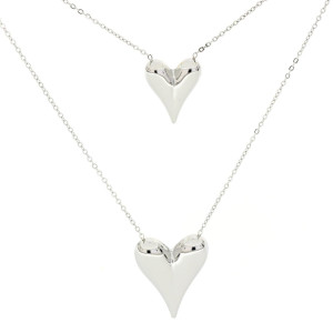 COLLANA CM 40+5 CUORE MM 28 ASTERIA IN ACCIAIO