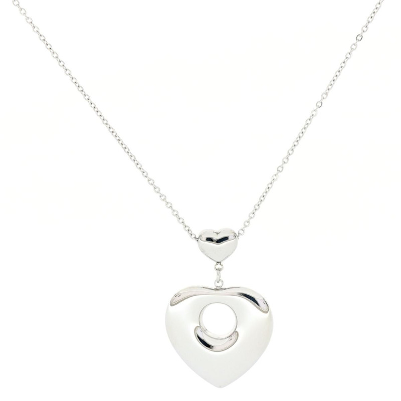 COLLANA CM 42+5 CUORE MM 40 ASTERIA IN ACCIAIO