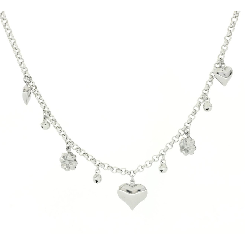 COLLANA CM 41+5 ERA IN ACCIAIO CUORE MM 16X17