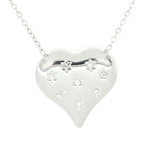 COLLANA ASTERIA CM 45+5 CON CUORE MM 25 ASTERIA IN ACCIAIO