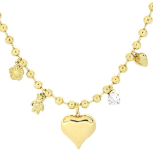 COLLANA ASTERIA CM 42+5 CON CUORE MM 25 ASTERIA IN ACCIAIO