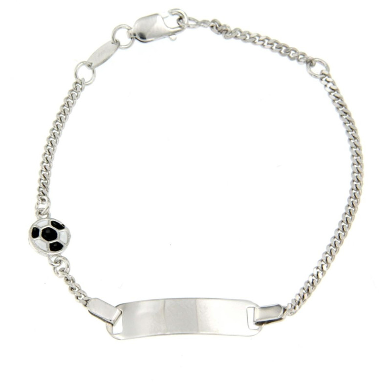 BRACCIALE "BABY" IN ARGENTO 925 CON TARGA E PALLONE BIANCO NERO