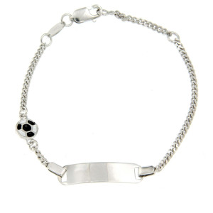 BRACCIALE "BABY" IN ARGENTO 925 CON TARGA E PALLONE BIANCO NERO