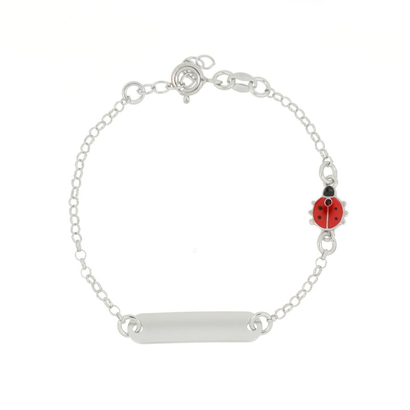 BRACCIALE CM 14+2 BABY CON TARGA MM 24 COCCINELLA MM 8 ARG 925