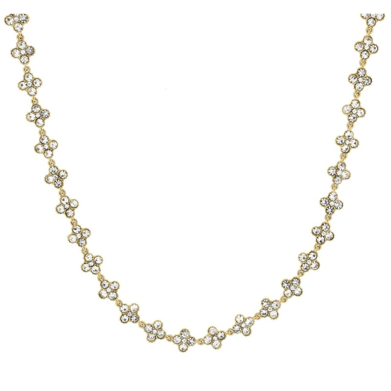 COLLANA CM 42+5 MINERVA IN ACCIAIO MM 8 DORATO CON PIETRE BIANC