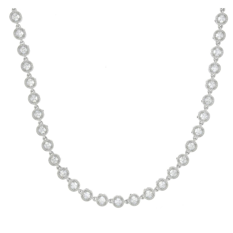 COLLANA CM 36+5 MINERVA IN ACCIAIO MM 7 CON PIETRE BIANCHE