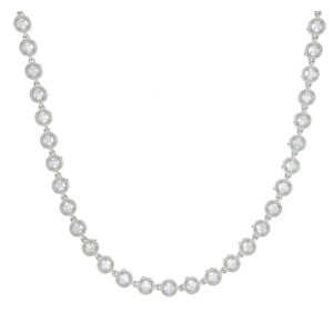 COLLANA CM 36+5 MINERVA IN ACCIAIO MM 7 CON PIETRE BIANCHE