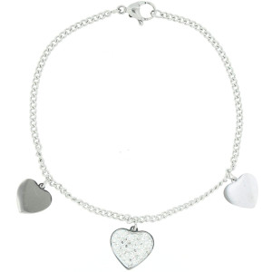 BRACCIALE AFRODITE CM 19 CON CUORE MM 12 IN ACCIAIO
