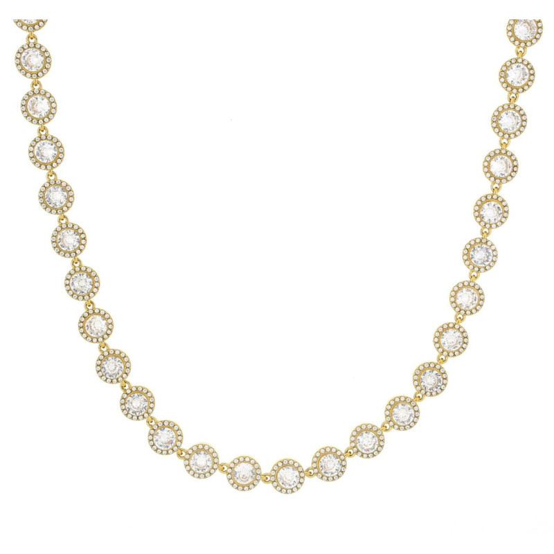 COLLANA CM 42+5 MINERVA IN ACCIAIO MM 8 DORATO CON PIETRE BIANC