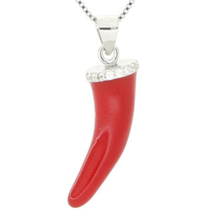 PENDENTE PORTAFORTUNA CORNO IN ARGENTO 925