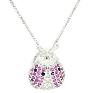 PENDENTE PORTAFORTUNA IN ARGENTO 925 COCCINELLA