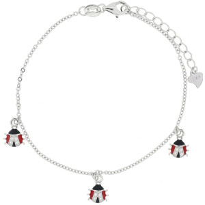 BRACCIALE CM 17+3 PORTAFORTUNA COCCINELLA MM 10 IN ARGENTO 925