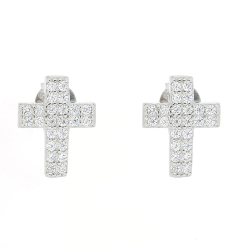 ORECCHINI MISTI CON CROCE IN ARGENTO 925