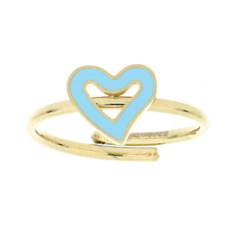ANELLO "ADANA" CON CUORE ARANCIONE IN ACCIAIO