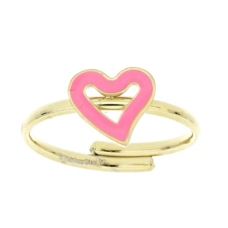 ANELLO "ADANA" CON CUORE FUXIA IN ACCIAIO