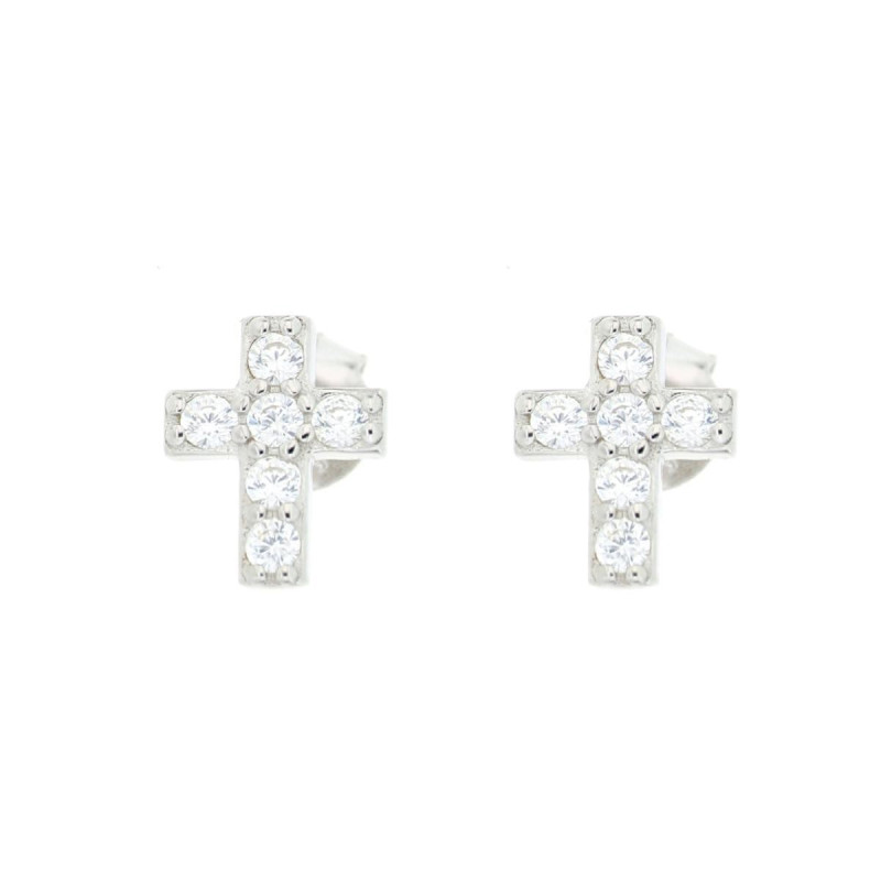 ORECCHINI MISTI CON CROCE IN ARGENTO 925
