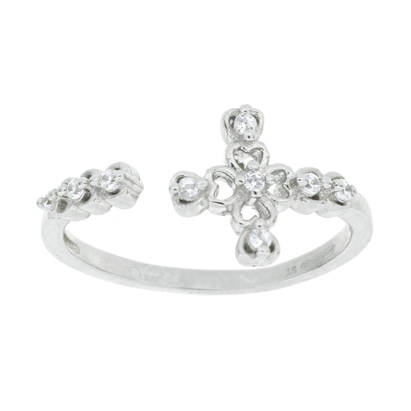 ANELLO MISTI CON CROCE MM 12 APERTO IN ARGENTO 925