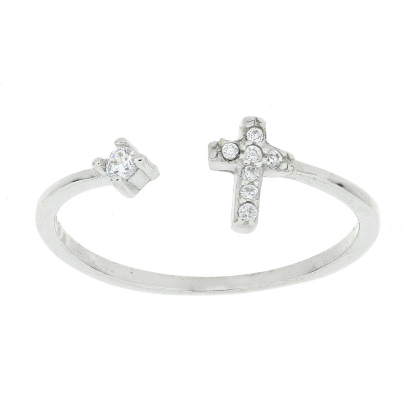 ANELLO MISTI CON CROCE MM 7 APERTO IN ARGENTO 925