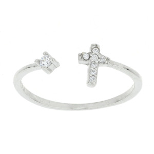 ANELLO MISTI CON CROCE MM 7 APERTO IN ARGENTO 925