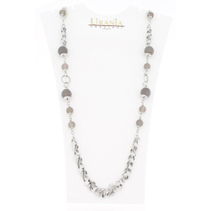 COLLANA "AMAZZONE" IN OTTONE E AGATA GRIGIA