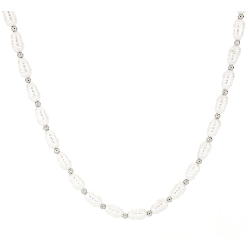 COLLANA CM 40+5 PERLA IN ACCIAIO