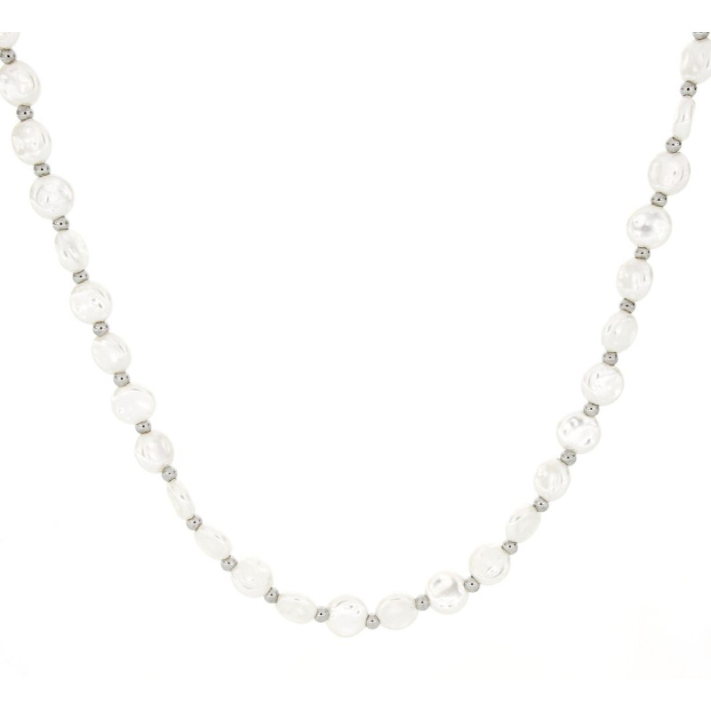 COLLANA CM 40+5 PERLA IN ACCIAIO