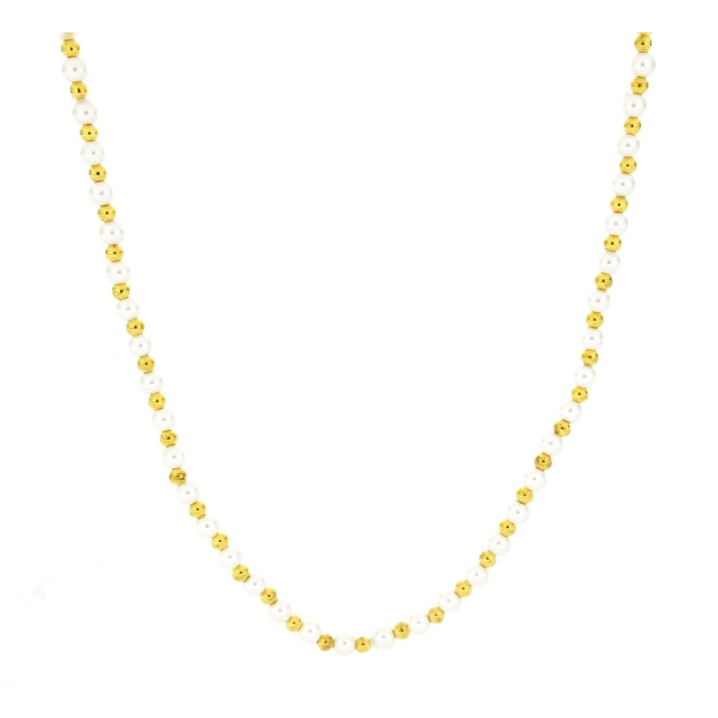 COLLANA CM 44+5 PERLA MM 4 IN ACCIAIO