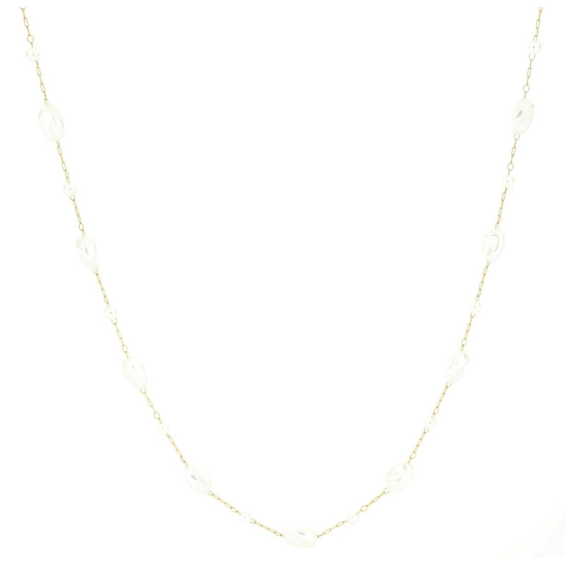 COLLANA CM 80+5 PERLA IN ACCIAIO