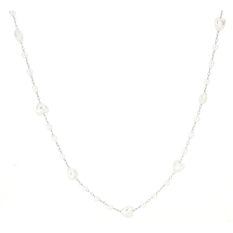 COLLANA CM 80+5 PERLA MM 8 IN ACCIAIO