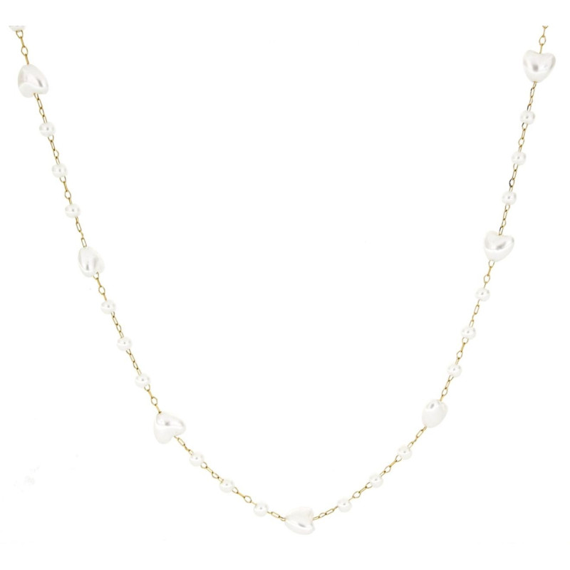 COLLANA CM 80+5 PERLA MM 8 IN ACCIAIO