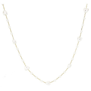 COLLANA CM 80+5 PERLA MM 8 IN ACCIAIO