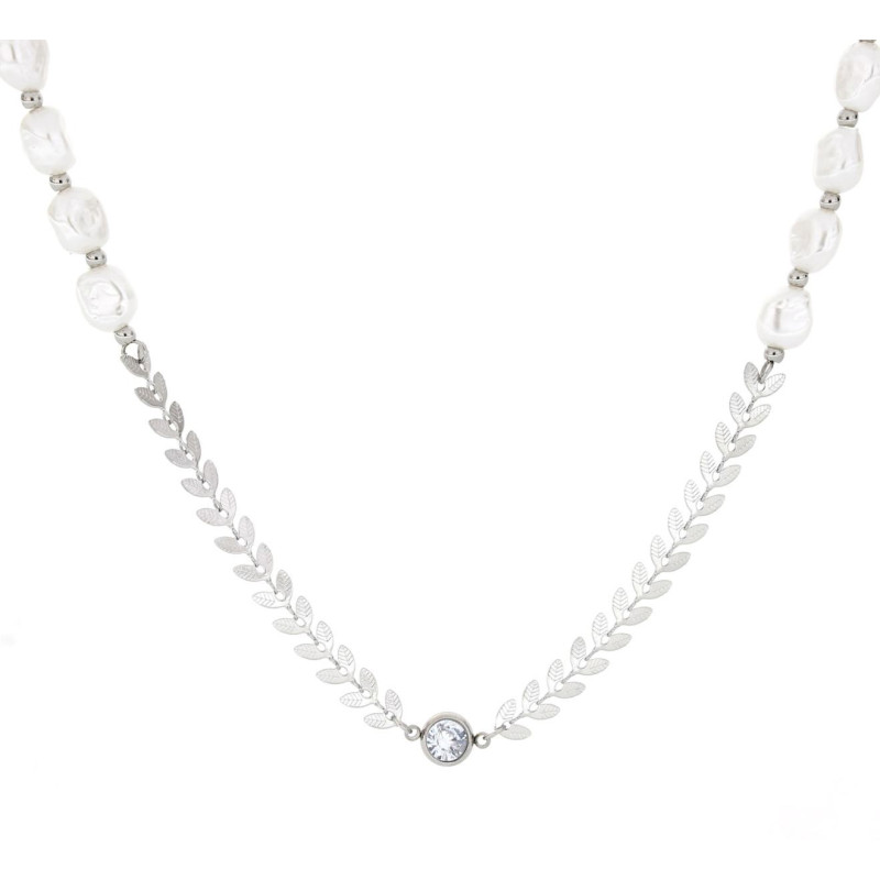 COLLANA CM 40+5 PERLA IN ACCIAIO