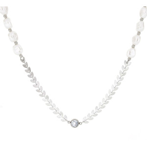 COLLANA CM 40+5 PERLA IN ACCIAIO